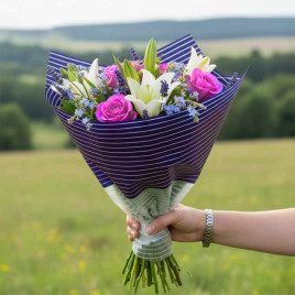 Пленка в рулоне матовая Полосы сиреневая размер 58см*5м