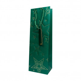 Пакет под бутылку ЛЮКС Звезды золотые размер 12*36*10см