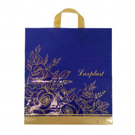Пакет с петлевой ручкой Розы на синем 40*40см 100мкм 25шт