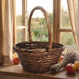 Корзина круглая коричневая ива в 3-х размерах