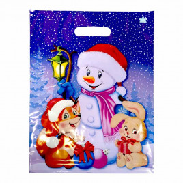 Пакет вырубной ПВД Снеговичок и звери 31*40см 60 мкм 50шт