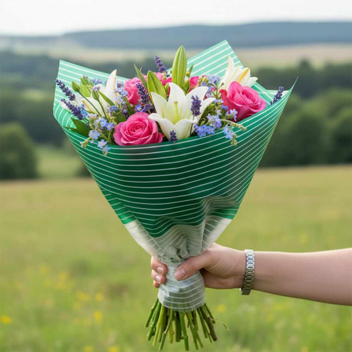 Пленка в рулоне матовая Полосы зелёная размер 58см*5м