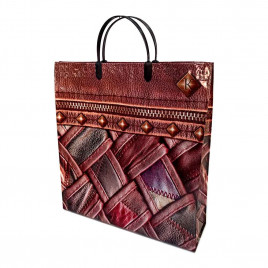 Сумка с пластмассовыми ручками многослойная Кожа 37*34см