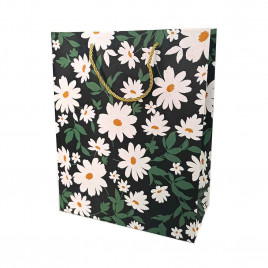 Пакет ЛЮКС Ромашки с блеском размер 26*32*12см