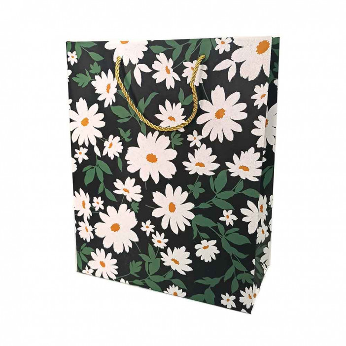 Пакет ЛЮКС Ромашки с блеском размер 26*32*12см