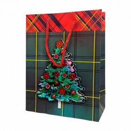 Пакет ЛЮКС НГ Клетка с голографическим эффектом размер 18*23*10см