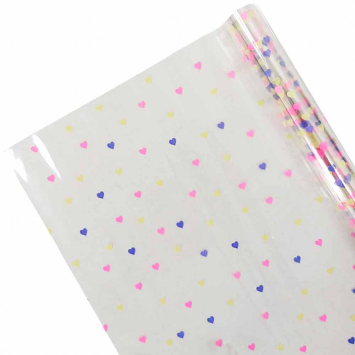 Пленка в рулоне с рисунком Сердечки конфетти размер 70см