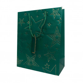 Пакет ЛЮКС Звезды золотые размер 26*32*12см