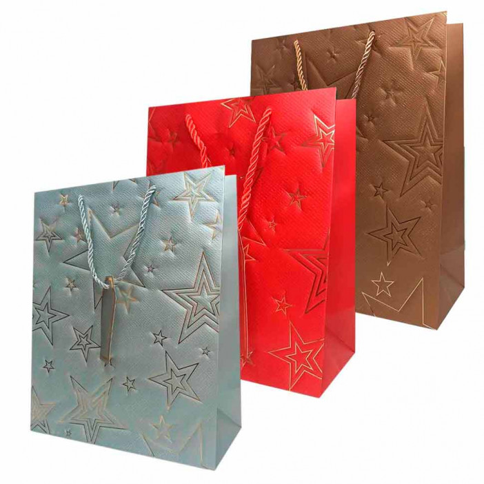 Пакет ЛЮКС Звезды золотые размер 26*32*12см