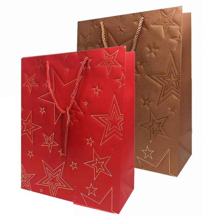 Пакет ЛЮКС Звезды золотые размер 26*32*12см