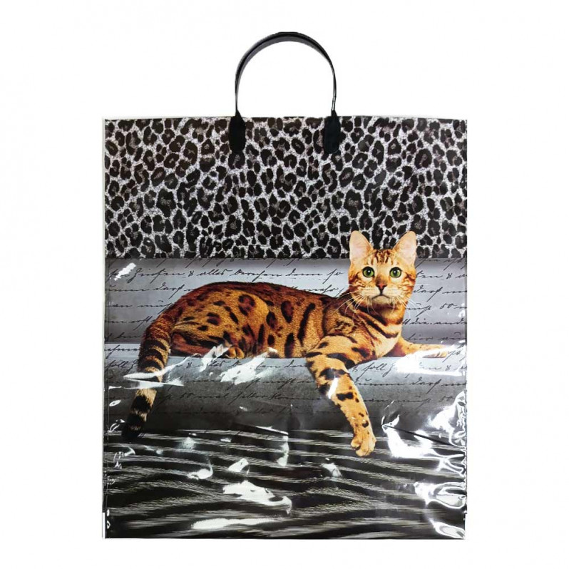 Пакет с пластмассовыми ручками 40*44см Кот на диване 10шт