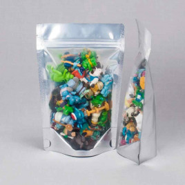 Дой-пак серебро с прозрачной стенкой c замком zip-lock 140*210+(40+40) уп 10шт