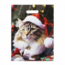 Пакет вырубной ПВД Новогодний кот 31*40см 60 мкм 50шт