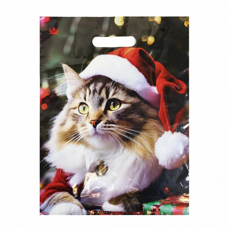 Пакет вырубной ПВД Новогодний кот 31*40см 60 мкм 50шт