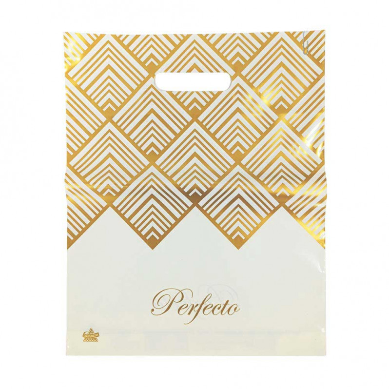 Пакет с вырубной ручкой Perfecto Золотые ромбы орнамент 30*37см 95мкм 50шт