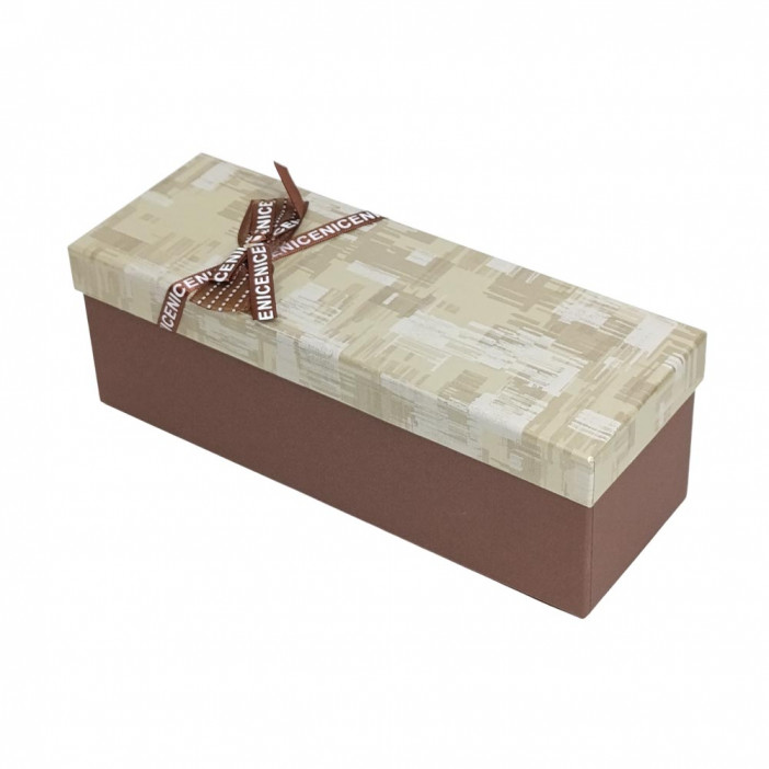 Коробка прямоугольная с бантиком узкая размер 23*9*9см