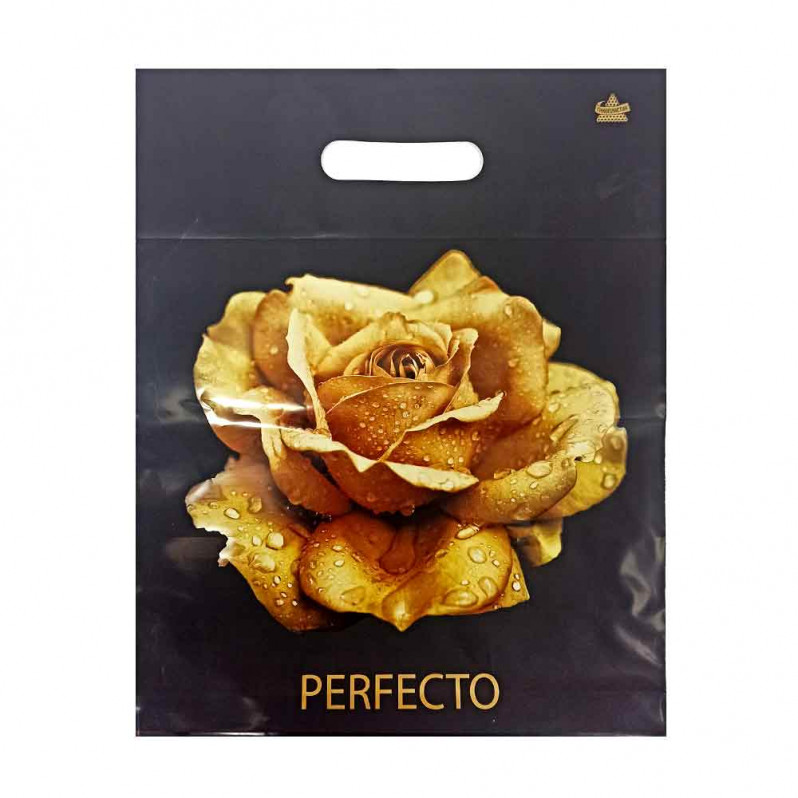 Пакет с вырубной ручкой Perfecto Роза бежевая 30*37см 90мкм 50шт