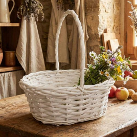 Корзина овальная белая ива в 3-х размерах арт 8827466