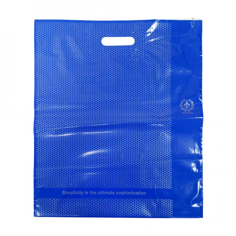 Пакет с вырубной ручкой Соты синие 40*47см 95мкм 25шт