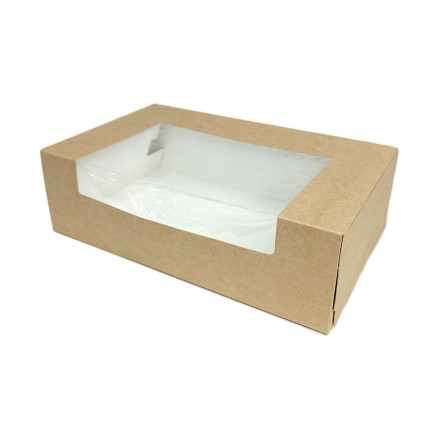Коробка для торта с окном крафт размер 200*120*60мм 