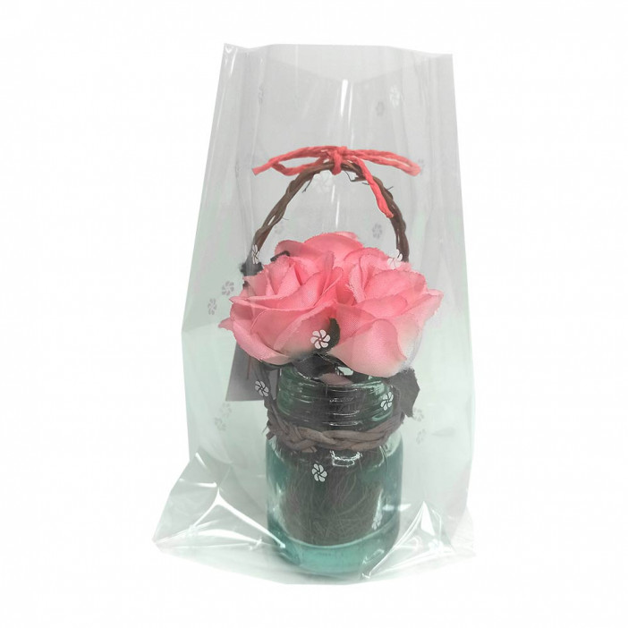 Пакет подарочный прозрачный Цветочки размер 10*15см (уп 50шт)