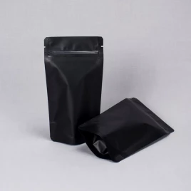 Дой-пак черный матовый металл внутри с замком zip-lock 105*195мм (35+35) уп 10шт