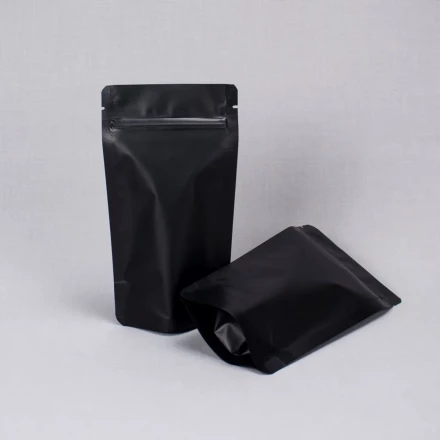 Дой-пак черный матовый металл внутри с замком zip-lock 105*195мм (35+35) уп 10шт