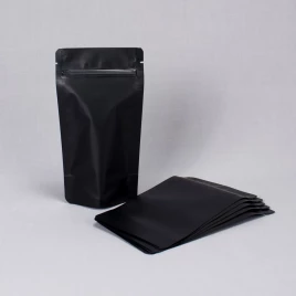 Дой-пак черный матовый металл внутри с замком zip-lock 105*195мм (35+35) уп 10шт