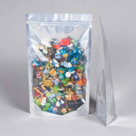 Дой-пак серебро с прозрачной стенкой c замком zip-lock 210*330+(40+40) уп 10шт