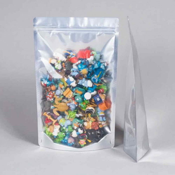 Дой-пак серебро с прозрачной стенкой c замком zip-lock 210*330+(40+40) уп 10шт