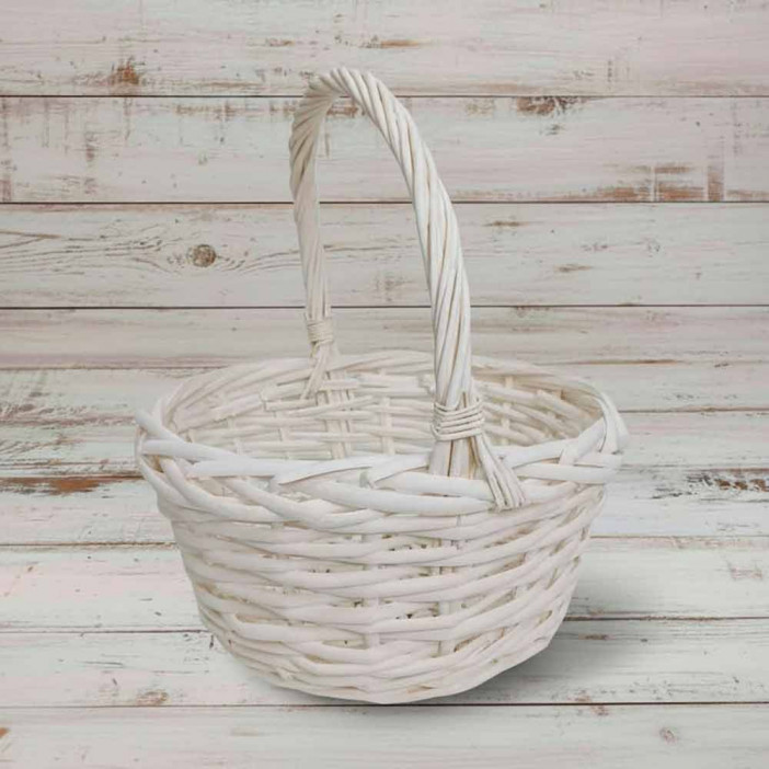 Корзина круглая белая ива в 2-х размерах арт 8862993
