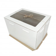 Коробка для торта с окном до 5кг белая размер 300*400*260мм 