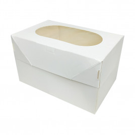 Коробка для пирожных с окном белая размер 160*100*100мм уп 10шт