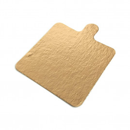 Подложка для пирожных с ручкой квадратная Золото 75*75мм 0,8мм уп 10шт