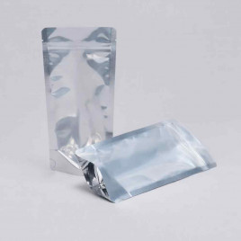 Дой-пак серебро с прозрачной стенкой c замком zip-lock 105*215мм (35+35) уп 10шт