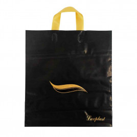 Пакет с петлевой ручкой Волна черный 40*40см 100мкм 25шт