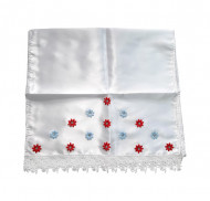 Рушник свадебный с красно-голубыми цветами размер 150см*40см