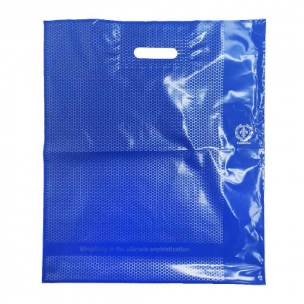 Пакет с вырубной ручкой Соты синие 40*47см 90мкм 25шт
