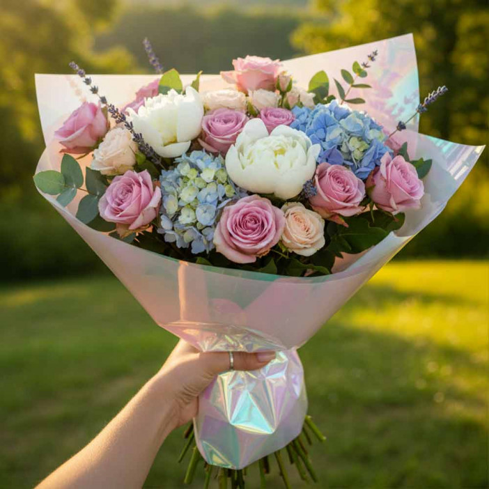 Пленка в рулоне с белым переливом размер 58см*10м 65мкм