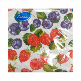 Салфетки бумажные с рисунком Ягодный фрэш 33*33см 2-х слойные 20шт