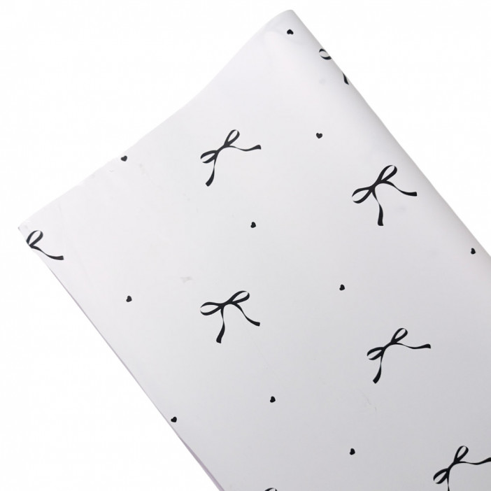 Пленка в рулоне матовая Бантики белая размер 58см*10м 65мкм