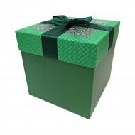 Коробка квадрат с бантом зеленый в 4-х размерах