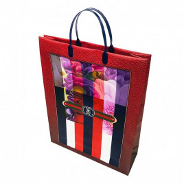 Пакет сумка размер 32*40см Красные, белые, синие полосы