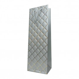 Пакет под бутылку ЛЮКС Ромбики с золотым тиснением размер 12*37*10см