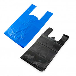 Пакеты майка ПНД 38*70см 15мкм цветная, черная 100шт