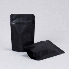 Дой-пак черный матовый металл внутри с замком zip-lock 105*150мм (35+35) уп 10шт