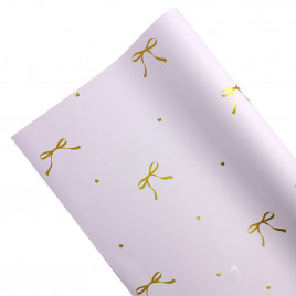 Пленка в рулоне матовая Бантики сиреневая размер 58см*10м 65мкм