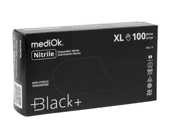 Перчатки нитриловые MediOk черные 50 пар XL 
