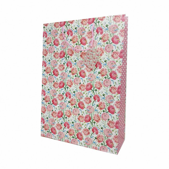 Пакет матовый бумажный Цветы ретро размер 32*45*10см