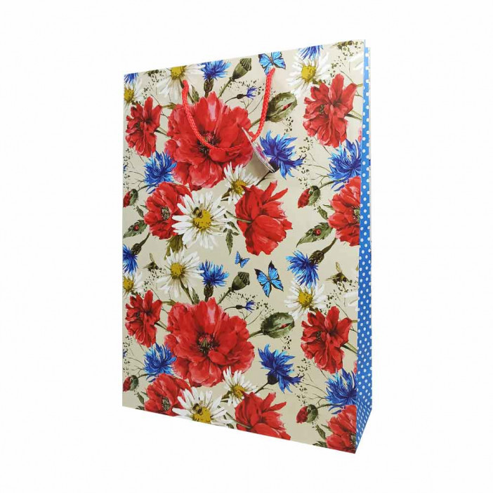 Пакет матовый бумажный Цветы ретро размер 32*45*10см